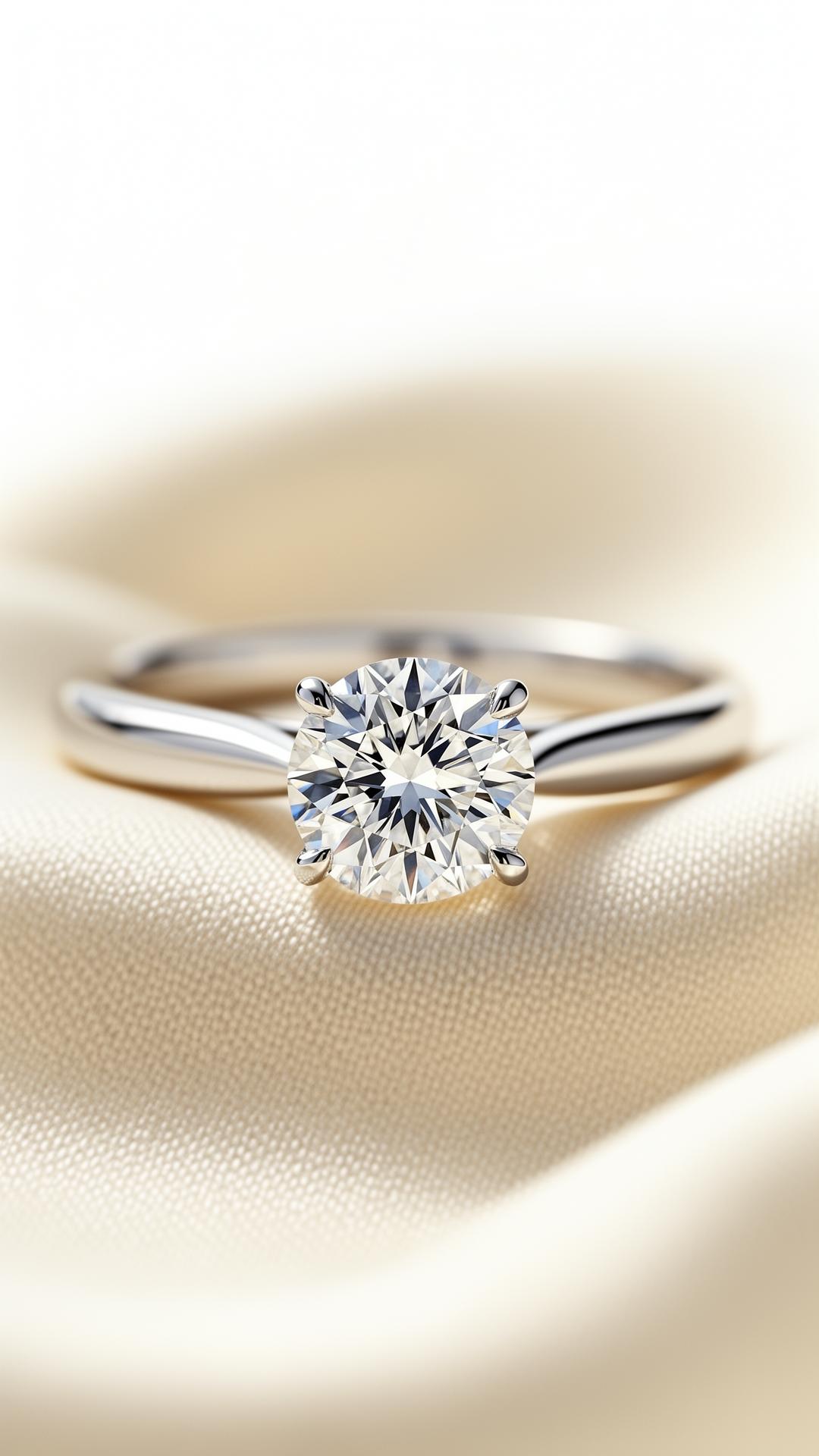 Macro render of a solitaire diamond ring